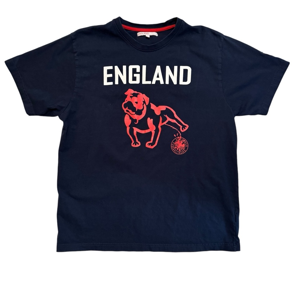 England Deutscherr Fussball-Bund Heavy Duty Red Dog Navy Red Unisex T-shirt Sz L